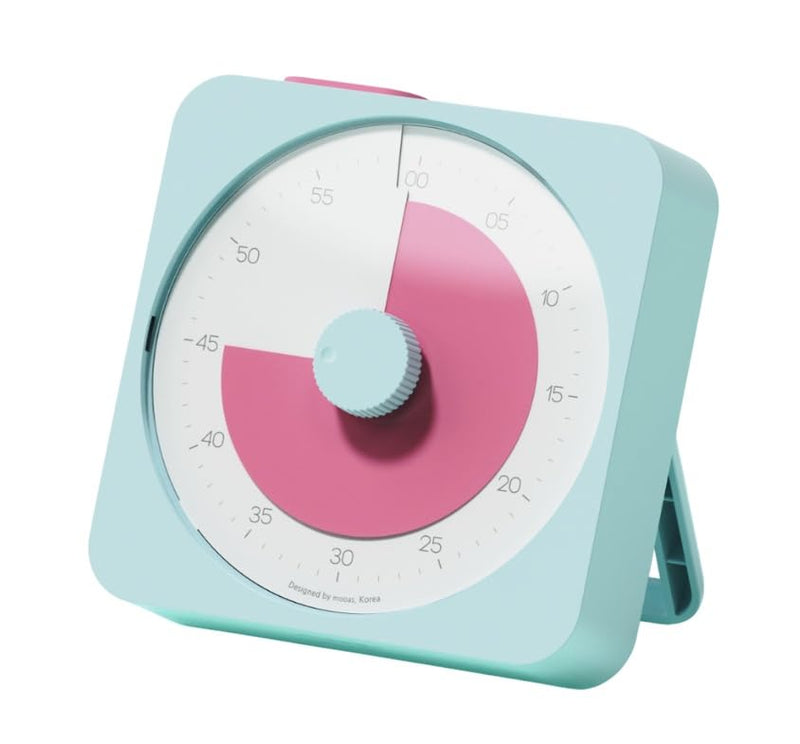 mooas Visual Timer for Kids & Adults, 60 Minute Analog Countdown Timer for Classroom School, Homeschooling, Silent Visual Timer for Study ADHD Pomodoro Time Management Battery Operated (Pink Blue)