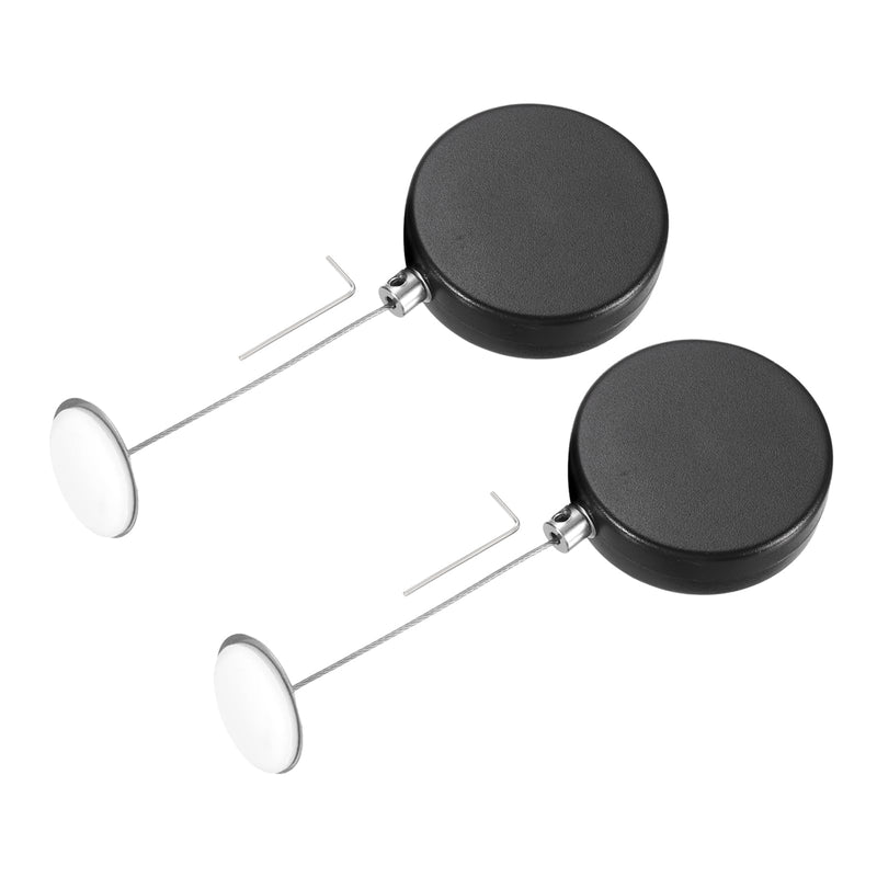 MECCANIXITY 3.3ft Retractable Cable Lock with Round Patch Remote Control Security Lock with Adjustable Cord Tether Anti Theft for Laptop, TV, 150 G, Black, 2 Pack