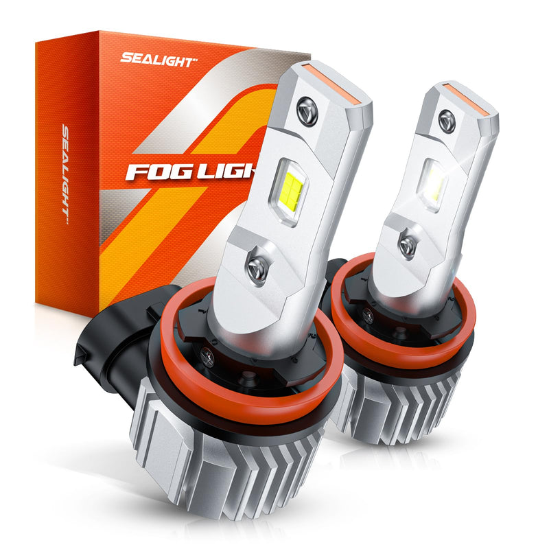 SEALIGHT H11 LED Fog Light Bulbs, 44000LM H8 H16 H11 LED Bulbs 6500K Cool White, 360° Adjustable Ring, Non-Polarity, IP68 Waterproof, Pack of 2 XF3 H11