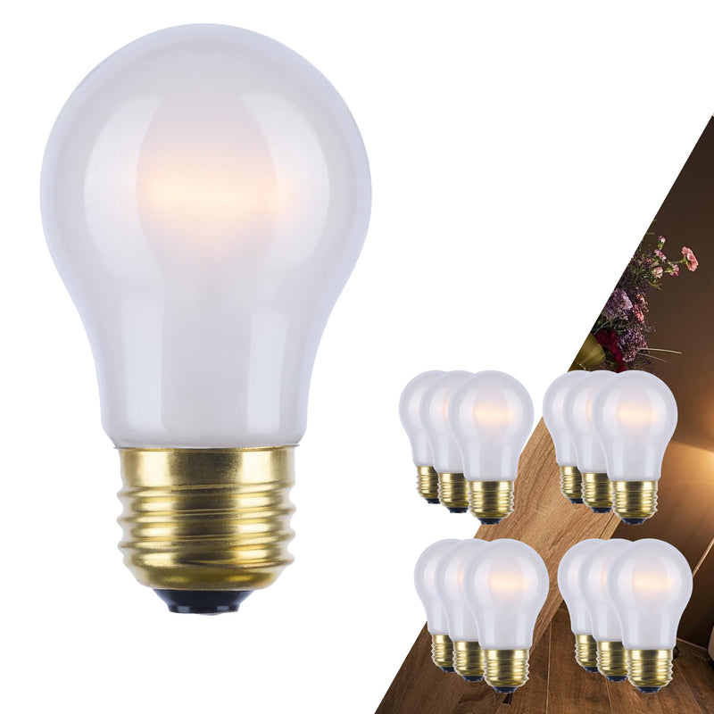 Satco S4881-40 Watt A15 Small Appliance Incandescent Frosted Light Bulbs - Shatter Proof - 130V, Medium E26 Base - 2700K - Dimmable, for Fridge, Range Hood, Sewing Machine, Freezer (12 Pack)