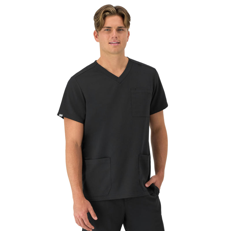 Hanes Men's Scrubs Healthcare Top, Moisture-Wicking Stretch Scrub Shirts for Men, Odor Control Large New Ebony