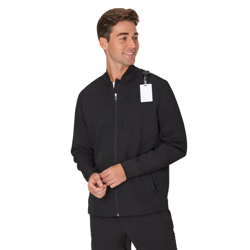 Hanes Men's Scrubs Healthcare Jacket, Zip-up Scrub Jacket for Men, Moisture-wicking & Odor Control Large New Ebony