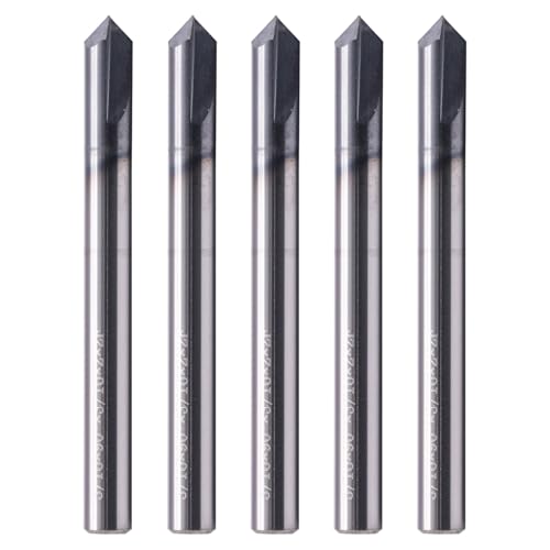 2 Flute 90° Solid Carbide Chamfer End Mill Set(5Pcs, 3/16"), AlTiN Coated 3/16 in 5