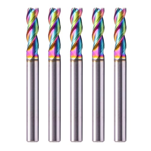 5Pcs 3/16" 3 Flute Solid Carbide Square End Mills for Aluminum, DLC Coated 3/16 in 5
