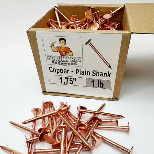 1.75” Copper Roofing Nails Premium Quality for Roofing, Flashing Qty (Approx 138 nails) - 1 lb