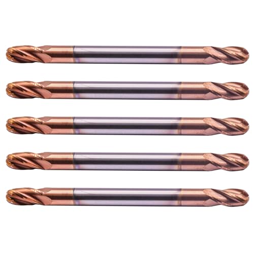 5Pcs 3/16" 4 Flute Carbide Ball Nose End Mill, Double End, TiSiN Coated 3/16 in 5