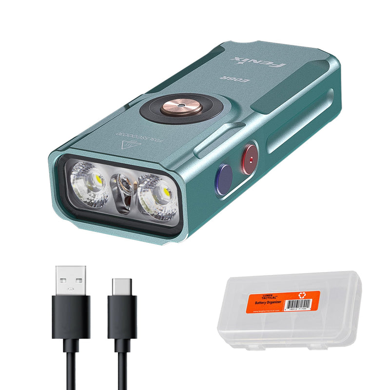 Fenix E06R 700 Lumen 3-in-1 EDC Keychain Flashlight, USB-C Rechargeable, Includes UV Light and Organizer (Green) Green