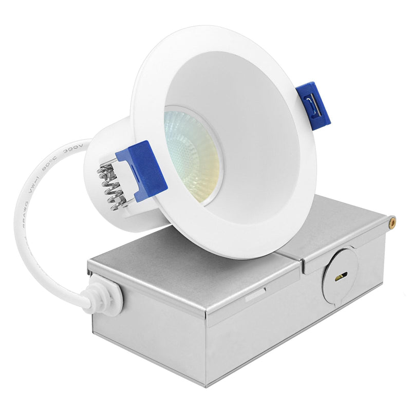 LUXRITE 3 Inch LED Recessed Ceiling Light with J-Box, CRI90, 8W, 5CCT Selectable 2700K/3000K/3500K/4000K/5000K, 840 Lumens, Dimmable Canless Downlight, Wet Rated, IC Rated, ETL Listed 1 Count (Pack of 1)