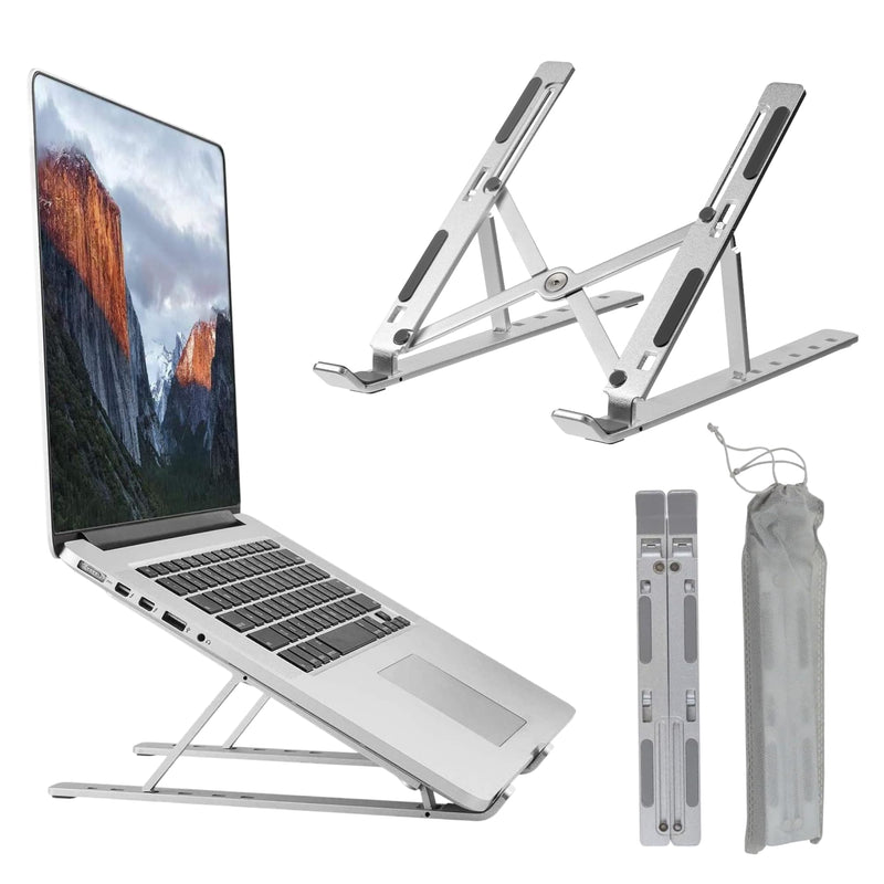 Adjustable Laptop Stand – Ergonomic Aluminum Riser for Desk, Fits 9"-15.6" Laptops Foldable, Portable, Ventilated, Sturdy, Anti-Slip, Ideal for Home & Office