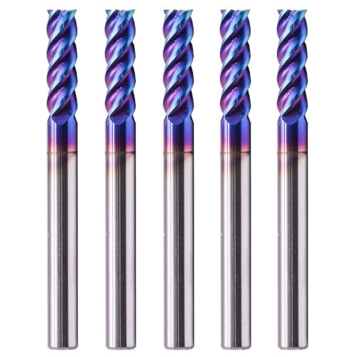 4 Flute Tungsten Carbide Square End Mill(5Pcs, 3/16"), TiAlsiN Nano Coated 3/16 in 5