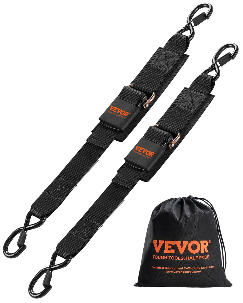 VEVOR Boat Trailer Transom Straps (2PK), 2’’ x 24’’ Adjustable Boat Straps 1,500lb Break Strength with Security Lock S Hooks and Boat Pads, Transom Tiedowns for Trailer, Boat or Kayak Secure