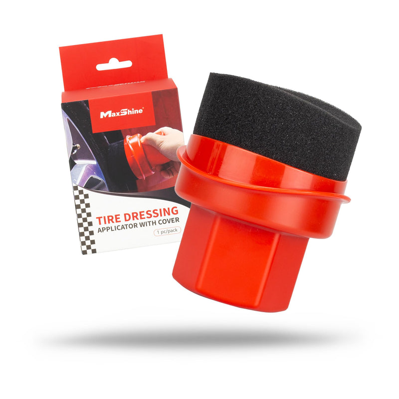 Maxshine Universal Tire Shine Applicator with Protective Cover | Black Foam Pad with Comfortable Grip | Mess-Free Handling, Even Tire Dressing & Coating | Auto Detailing Applicator Tool