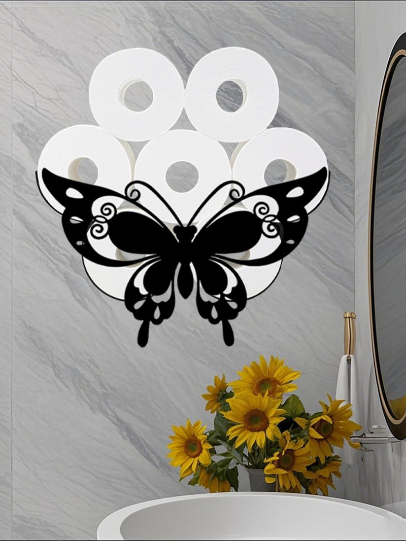 Lovely Butterfly Toilet Tissue Holder,Animal Paper Holders,Decorative Metal Papers Holder,Funny Toilet Animal Storage for Bathrooms,Bathroom Paper Organizer for Extra 8 Rolls Wall Mounted Art Decor W Lovely Butterfly