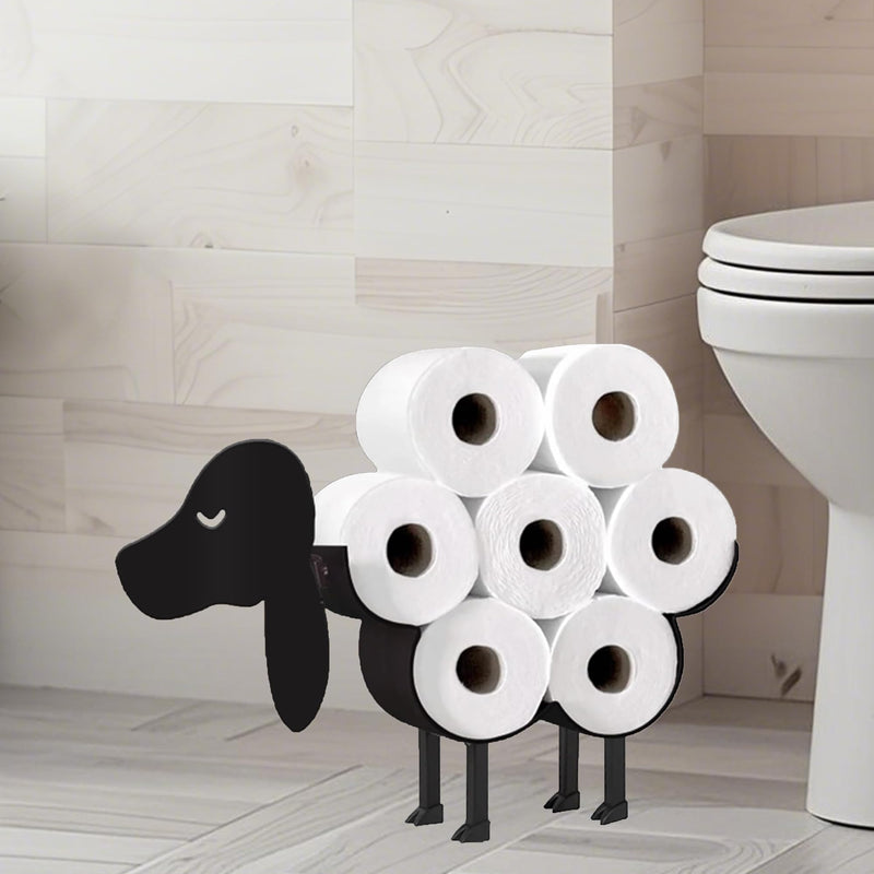 Dog Toilet Tissue Holder,Animal Paper Holders,Decorative Metal Papers Holder,Funny Toilet Animal Storage for Bathrooms,Bathroom Paper Organizer for Extra 8 Rolls Stand & Wall Mounted Art Decor S Dog