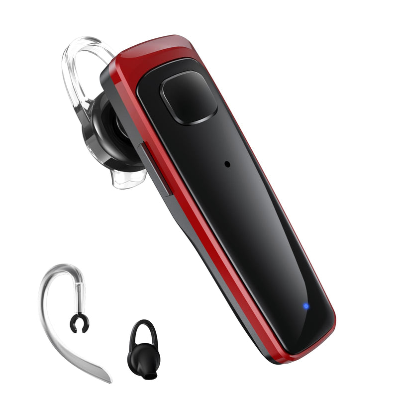 Bluetooth Headset,V5.3 Bluetooth Earpiece Wireless Handsfree Driving Headsets with Noise Canceling Mic,16Hrs Play Time Business Eabuds for iPhone Samsung Android Cell Phone Tablets Office(Red)