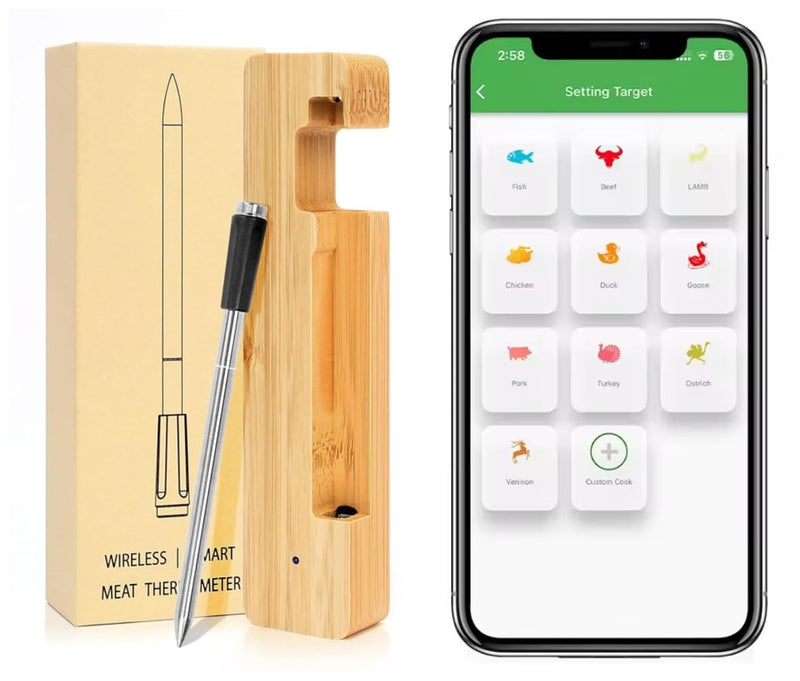 Smart Meat Thermometer 656FT Remote Range Digital Cooking Food Thermometer with Cordless Probe Real-Time Readings from Apps IP68 Waterproof for BBQ, Oven, Grill, Smoker, Air Fryer, Kitchen Small