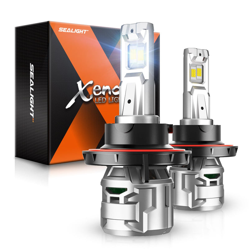 SEALIGHT H13/9008 Light Bulbs 30000LM, H13 6500K Cool White Fog Light for Powersports, Real 1:1 Mini Size Plug and Play, Pack of 2 X5 H13