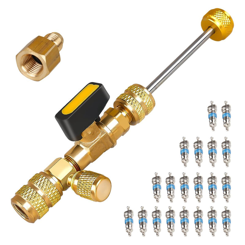 Professional Dual Size 1/4" & 5/16" SAE Valve Core Remover/Installer Tool Kit, HVAC AC Repair for R22 R32 R410A R134a, Schrader Valve Changer w/Magnet & Bypass Port