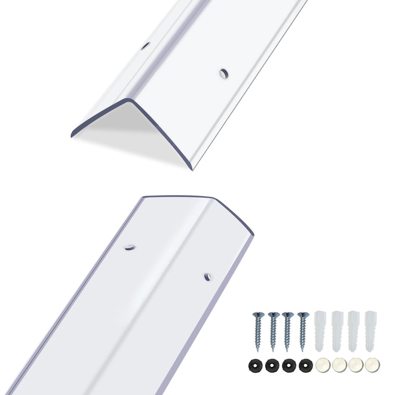  [AUSTRALIA] - Pre-Drilled Wall Corner Protectors, 2pcs x 35.4''L x 1.97''W Clear Screw Fixing Anti-Impact L-Shape Protective Edge Shields & Guards for Door Frame, Sharp Wall