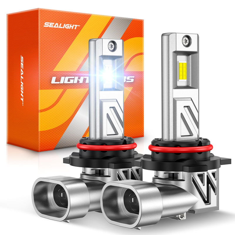 SEALIGHT 9012 Light Headlight Bulbs, 800% 44,000LM Super Bright, 1:1 Real Size, 6500K Cool White Bulbs for Car Powersports ATV/UTV, Pack of 2 9012/HIR2