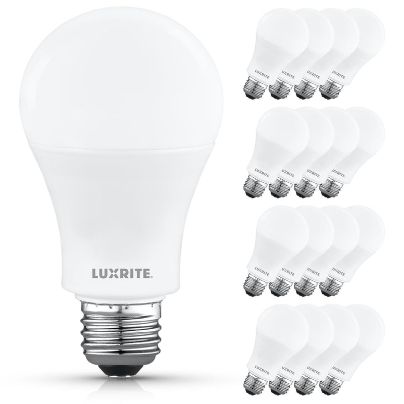 LUXRITE A19 LED Light Bulb 100 Watt Equivalent, 4000K Cool White, 1500LM, Non-Dimmable, Standard LED Light Bulbs, 12.5W, E26 Base, Enclosed Fixture Rated, Damp Rated, ETL Listed (16 Pack) 16 Count (Pack of 1) 4000k (Cool White)