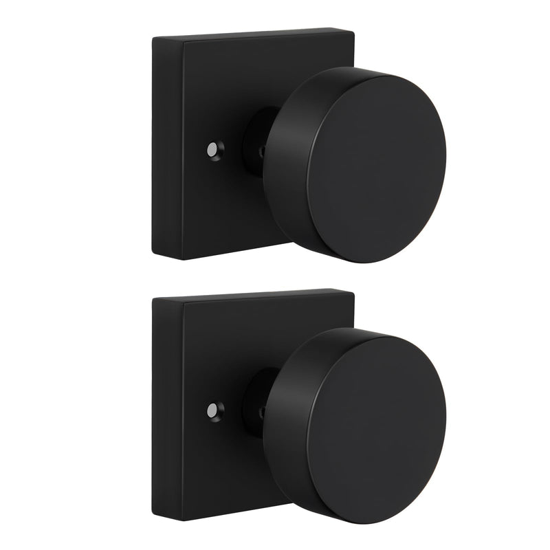 Goldenwarm Black Dummy Door Knobs Interior, Matte Black Dummy Door Knobs for Closets, Hallways, Kitchens, Zinc Alloy Heavy Duty Modern Square Interior Door Knob(1 Pairs / 2 Pieces) Matte Balck 1