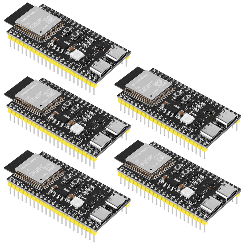 5pcs Pre-Soldered ESP32-S3-DevKitC-1-N16R8 Development Board Integrated 2.4GHz WiFi Bluetooth 5.0 ESP32-S3-WROOM-1 Microcontroller Processor Dual Type C Interface for Arduino 5pcs N16R8