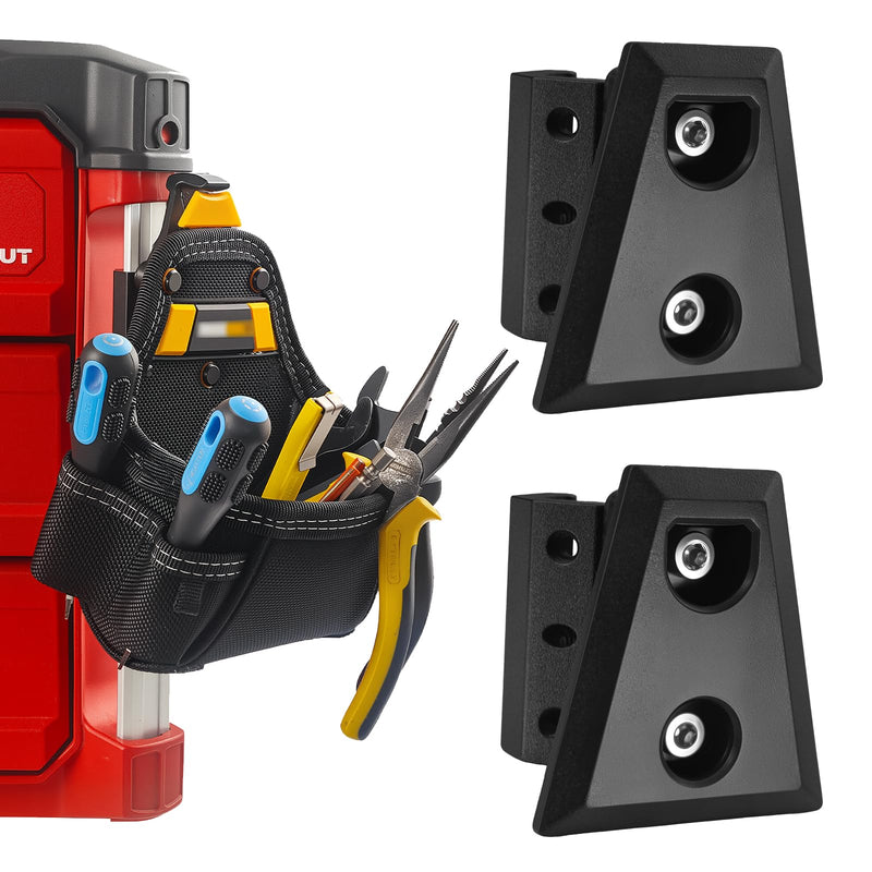 2 Pack Cliptech Holder Fit for ToughBuilt ClipTech Pouch,Packout Tool Pouch Holder Mounts Directly on the Toolbox,Corner Rail clips Including