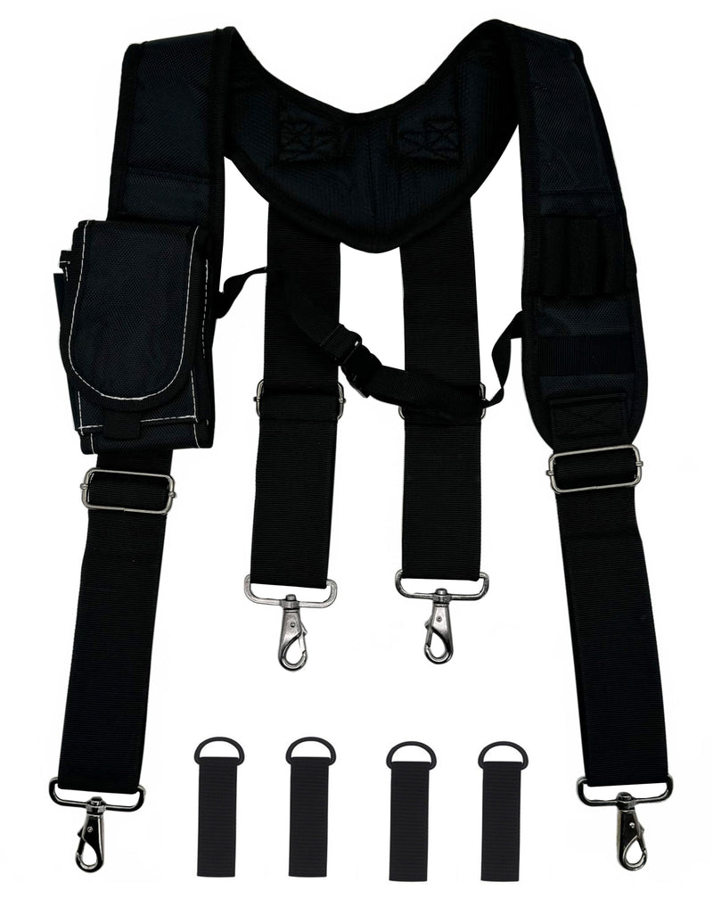 Cedriany Tool Belt Suspenders for Work Belt Suspenders Heavy Duty Padded with Attachment Loops for Men Black 3