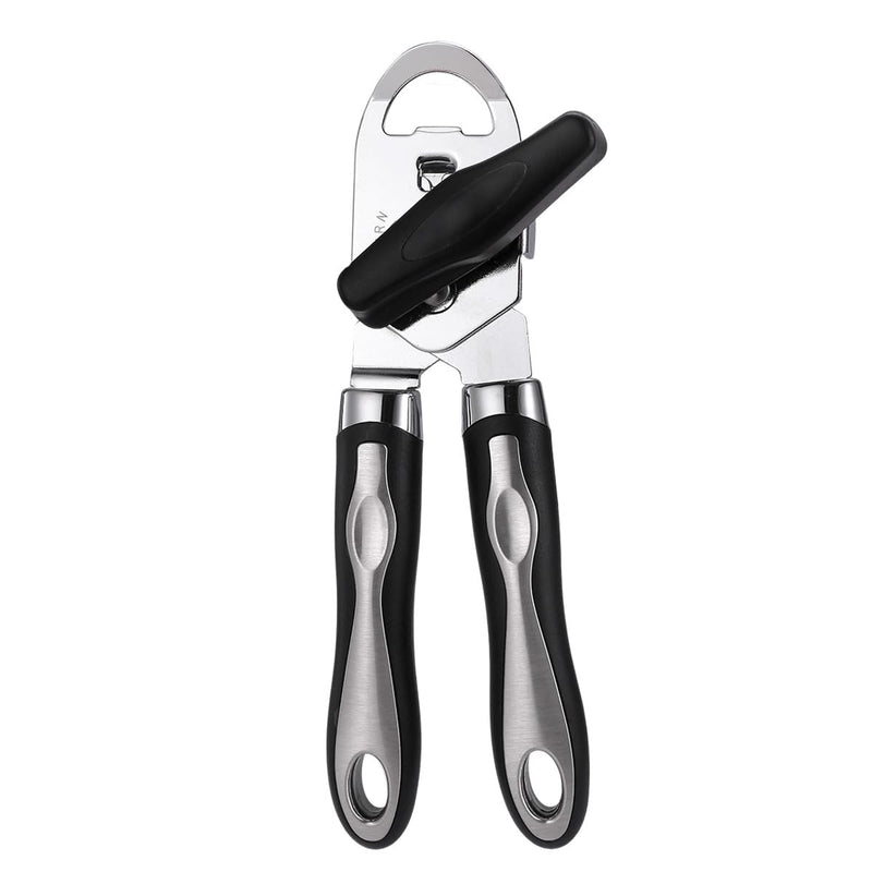 2025 Upgrade 3-in-1 Manual Can Opener with Bottle Opener & Milk Powder Opener, Effortless Operation, Soft Grip Handles, Easy to Turn, Heavy Duty Can Openers for Seniors - Remove Lid with Magnet, Black
