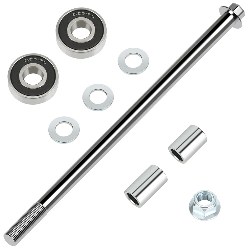 12mm 270mm Mini Bike Rear Axle Nut Bolt with 6201RS Wheel Bearings Replacement for Coleman CT100U Minibike 97cc 100cc 2.5 3.0HP Powersports Accessories Parts