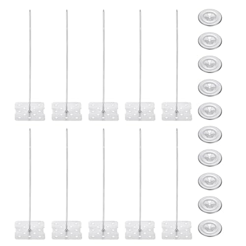 PATIKIL 80mm Perforated Insulation Pins with Round Washer,50 Sets 2in Insulating Nails Wall Plug for Fixing Foam Boards to Wall or Ceiling