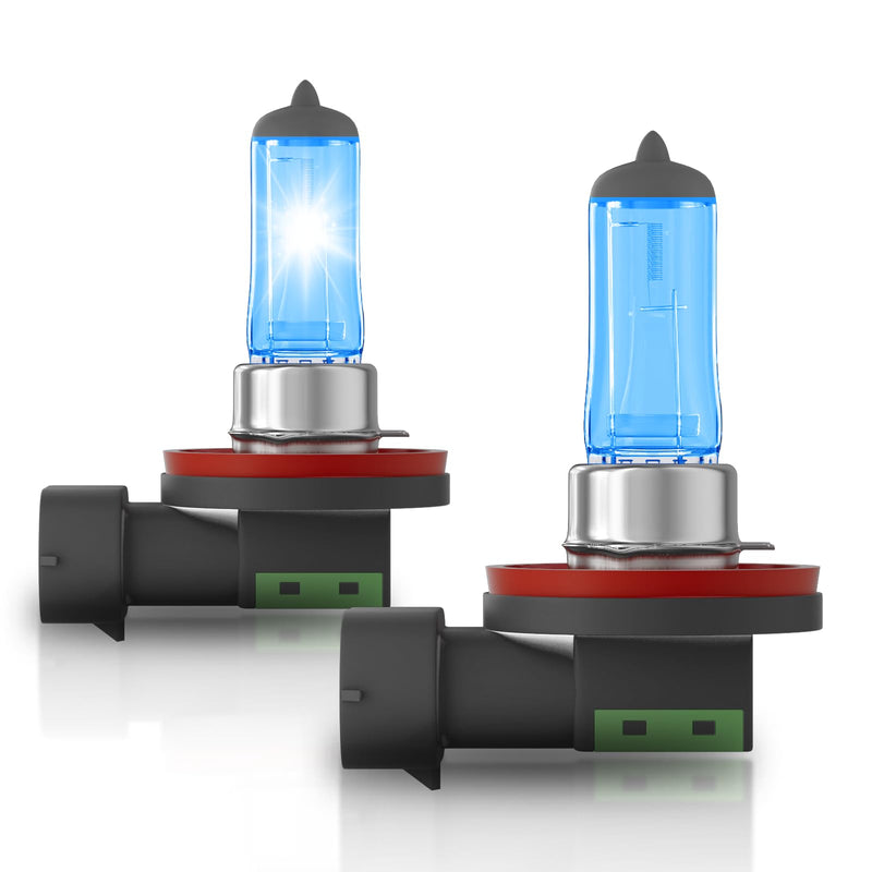 H11 Halogen Headlight Bulbs, Standard High Beam or Low Beam or Fog Light Bulb, DC 12V 55W 5000K,4000 Lumens,White Headlight Bulbs,Head Light Bulbs for Car,High Brightness Headlight Bulb, Pack of 2 H8/9/11-5000K