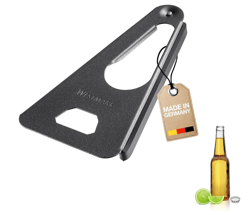 Westmark Black Edition Multi-Purpose Opener with Rubber Lip - Glass and Bottle Opener/Lid Opener, Length: 17 cm - Steel/Rubber, Twist, Anthracite Charcoal