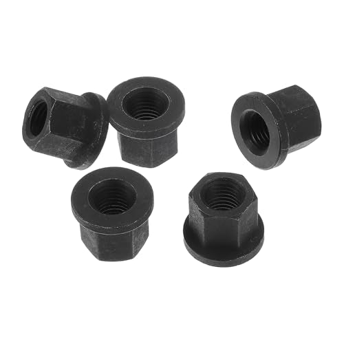5 Pcs M20 Car Flange Nuts Carbon Steel Flat Hex Thickened Lock Flange Nuts Non-Slip Lock Flange Black for Car Motorcycle