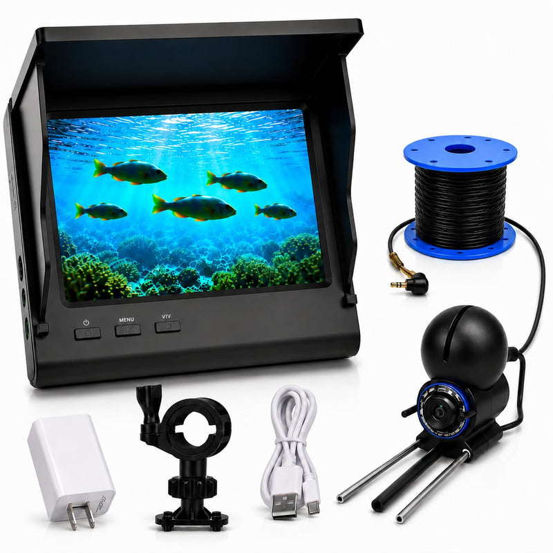 Underwater Fishing Camera with 4.3" IPS Screen, Waterproof 220°Ultra-Wide Infrared Night Vision Lens, 98ft Cable for Ice, Lake, Boat, Kayak Fishing Fishing camera 002