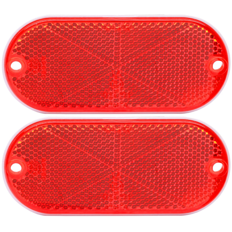2 Pack Oval Reflectors, Self Adhesive Red Reflectors Drill Mount Amber Reflectors, Quick Mount SAE Reflectors for Trailers Driveways 2