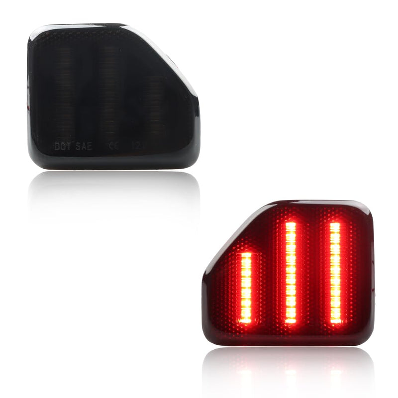 LED Rear Bumper Reflector Light for Je-ep 2018-up Wrangler JL Sahara Rubicon MOAB Trims ONLY, Smoked Lens 40-SMD Red LED Tail Brake Rear Fog Lamps Reflector Light Kit, 2 PCS