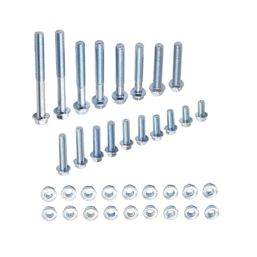 6mm Flange Bolt & Nut Set M6 x 12mm / 16mm / 20mm / 25mm / 30mm / 35mm / 40mm / 45mm / 55mm (36 Piece Set) For Motorcyles Scooters ATVs UTV Karts Pit Dirt Bike & ATVs