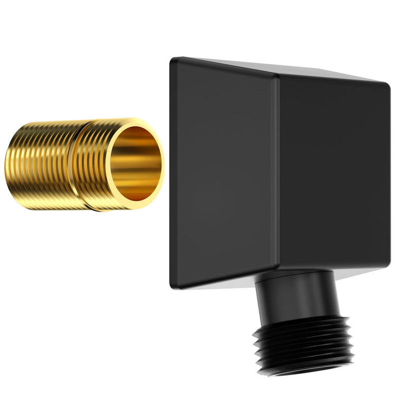 100% Brass Wall Mounted Supply Elbow, Wall Elbow for Hand Shower, Solid Brass Wall Supply Elbow, Check Valve Included (Matte Black) Matte Black