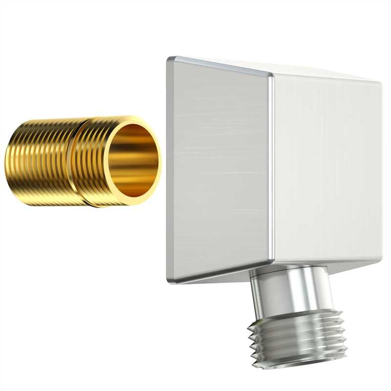 Wall Mounted Supply Elbow, Wall Elbow for Hand Shower, Solid Brass Wall Supply Elbow, Check Valve Included (Brushed Nickel) Brushed Nickel