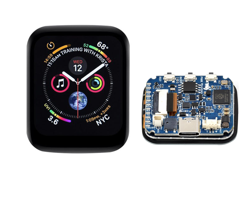 RP2350 1.69inch Touch LCD Development Board, RP2350 Microcontroller with 1.69inch Touch Screen 240x280 Resolution, Rounded Corners, Dual-Core & Dual-Architecture Design, 16MB Flash USB Type-C Port