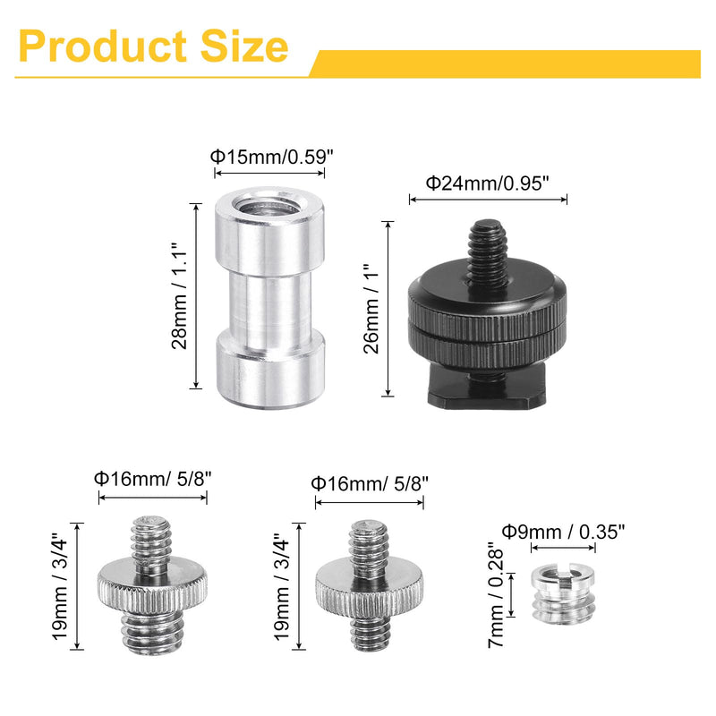 MECCANIXITY Camera Screw Mount Set, Double Threaded Screw, 1/4 Inch Double End Screw, 1/4 to 3/8 Inch Screw, Female Screw for Camera, Tripod Screw Adapter, Monopod, Flash Light