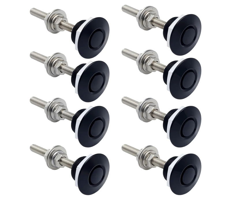 1.25 Inch Universal Stainless Steel Vehicle Hood Pins, Universal Bumper Quick Release Clips for Car, Push Button License Plate Lock - 8 PCS (Black)