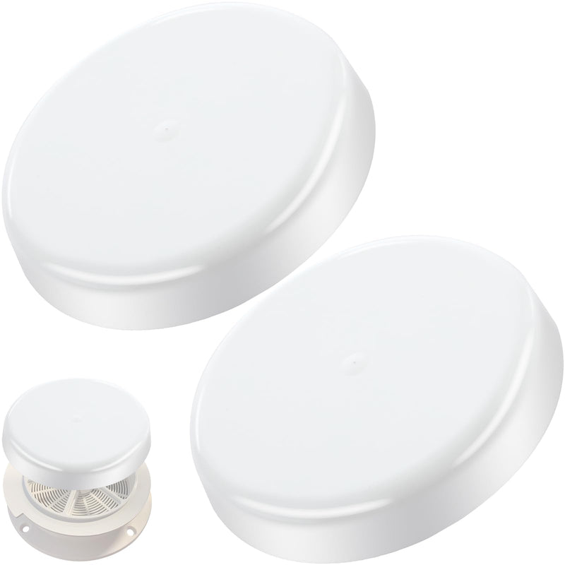 2 Pack RV Mushroom Vent Cap Compatible with Keystone Camper Trailer, RV Mushroom Roof Vent, Motorhome Water Guard for Vehicle Plumbing Ventilator Cap (Fan Base Not Included) (White) 2 White