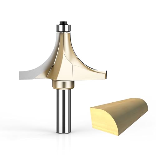 HUHAO Roundover Router Bit,1/2" Shank,1-3/8-Inch Radius Round Over Edge Forming Router Bit CNC Router Bits for Round Edging, Cabinet Edges Radius 1-3/8"- Shank 1/2"