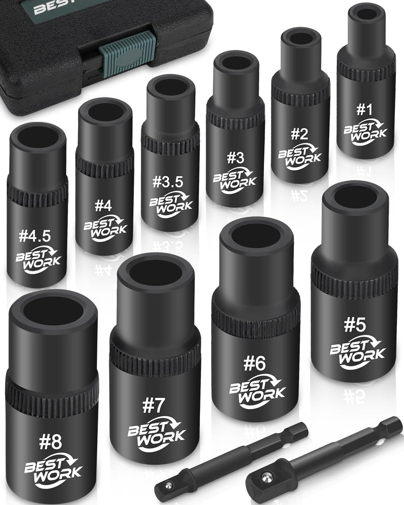 12pcs Magnetic Tap Socket Set, 1/4", 3/8" Square Drive Tap Handle Tool Standard