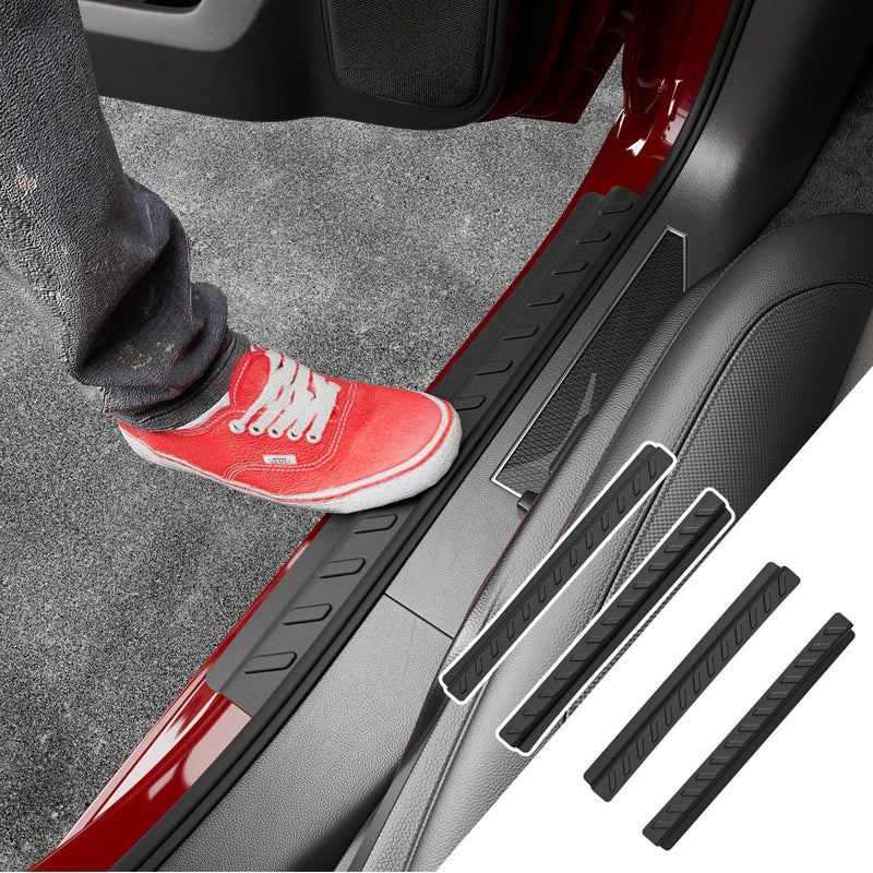powoq Door Sill Protector Compatible with 2019-2025 Chevy Silverado GMC Sierra 1500 TPE Car Door Protector 4Pcs Car Sill Guard Replacement for 2019-2025 Chevy Silverado Accessories Compatible with 19-25 Chevy Silverado