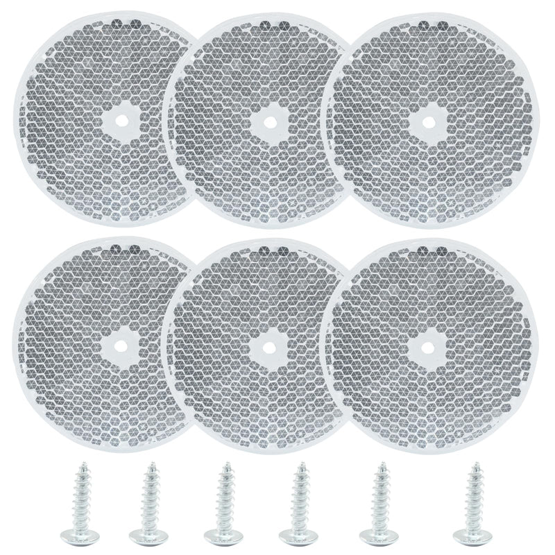 6 Pack White Round Reflector, Front Reflector with Mounting Screw, Safety Reflectors for Driveway, Trailer, Posts