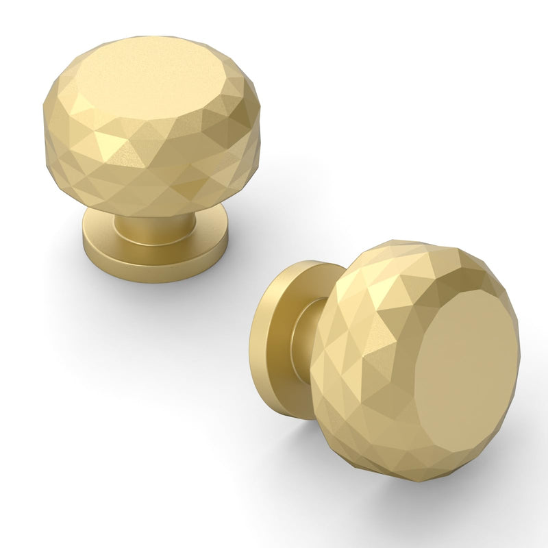 Asidrama 10 Pack Brushed Gold Cabinet Knobs Heavy-Duty Solid Kitchen Cabinet Pulls Gold Dresser Drawer Hardware for Cupboard Single Hole Knob